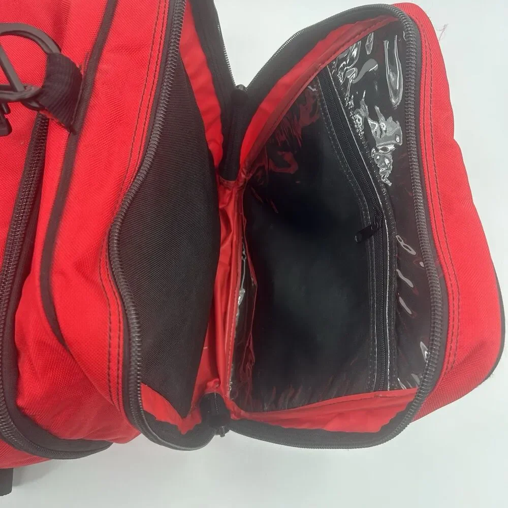 Marlboro Adventure Team Red Black Yellow Duffle Bag Pockets Adjustable Strap VTG